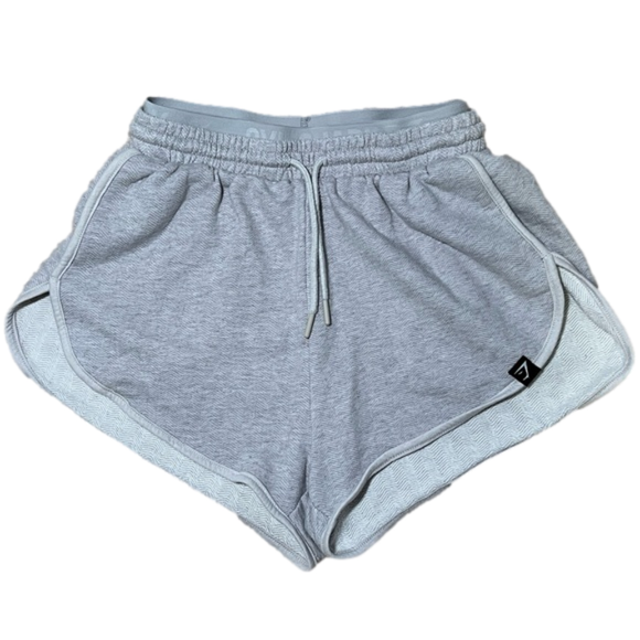 Gymshark Pants - Gymshark Gray Herringbone Heather Dual Band Shorts - Size Small